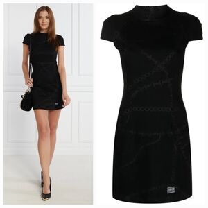 VERSACE JEANS COUTURE Black Block Chain Minidress Size 36/2 NWT
